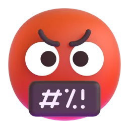 face with symbols on mouth